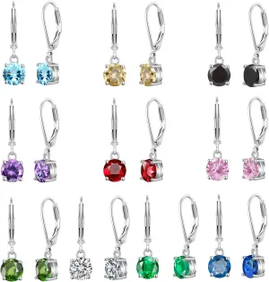 10 Pairs Dangle Earrings for women Fashion Pack- Flawless Cubic Zirconia Leverback Earrings for Teens Girls with Silver/Gold -Hoop