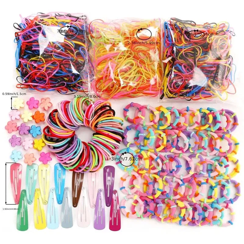 1000-Piece Set: Colorful Hair Ties Set Hair Scrunchies for Women