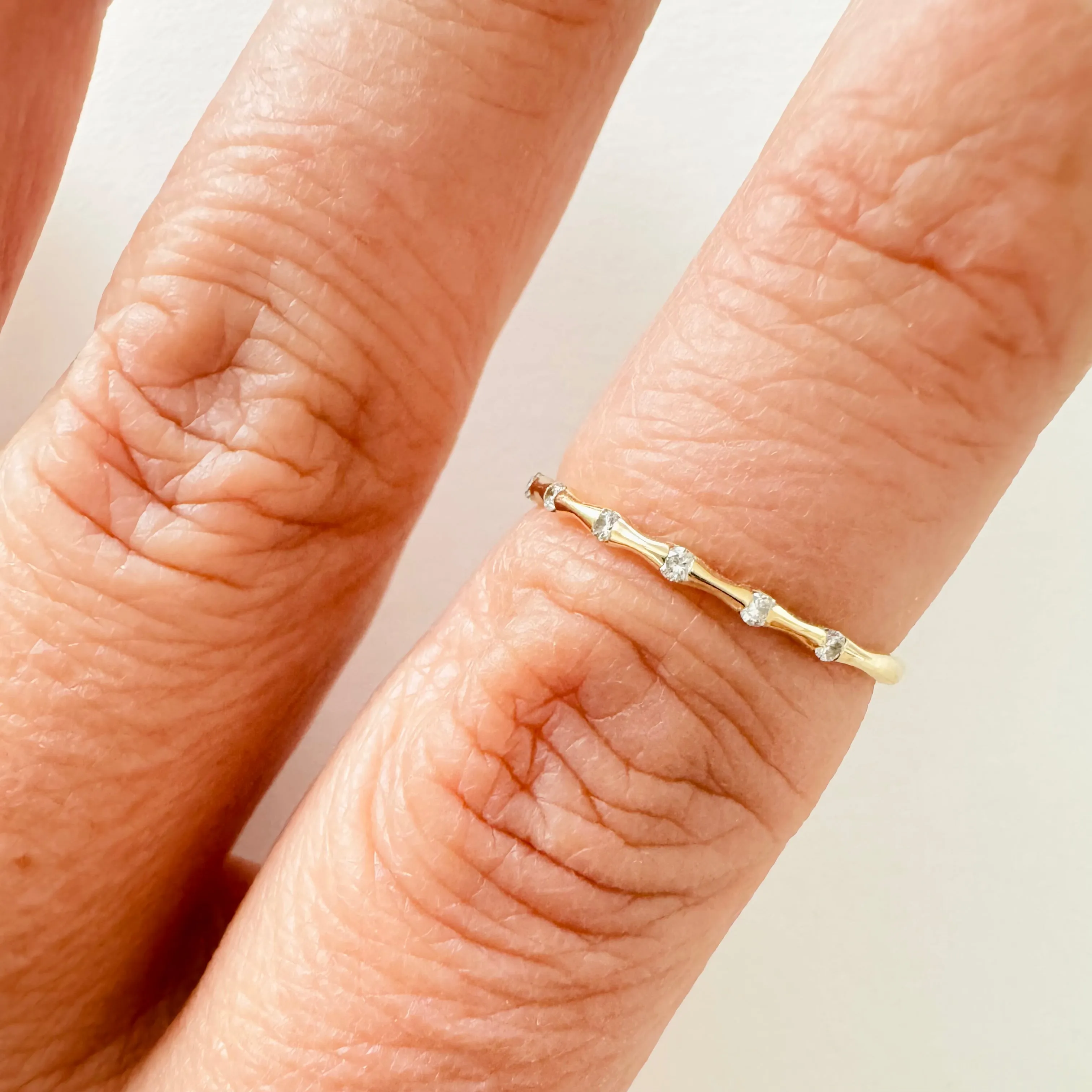 14K Natural Diamond Stackable Ring - Sample Sale
