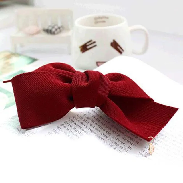 2016 New Arrival Big Solid Cloth Bows Hair Clips Hairpins Hair Accessories for Women Girl Wedding Hair Jewelry Free shipping