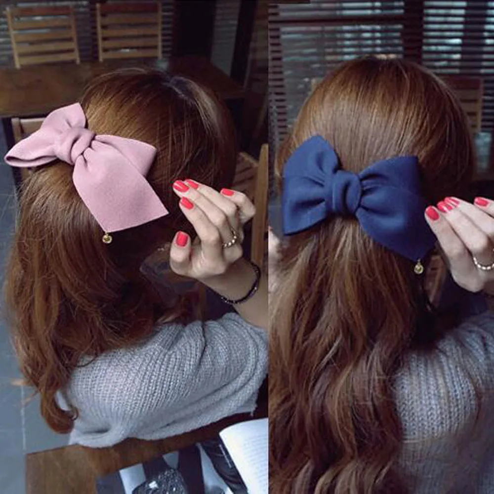 2016 New Arrival Big Solid Cloth Bows Hair Clips Hairpins Hair Accessories for Women Girl Wedding Hair Jewelry Free shipping