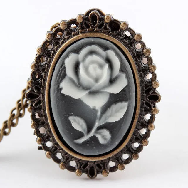 Antique Vintage Unisex Bronze White Beauty Lady Icon Pocket FOB Watch