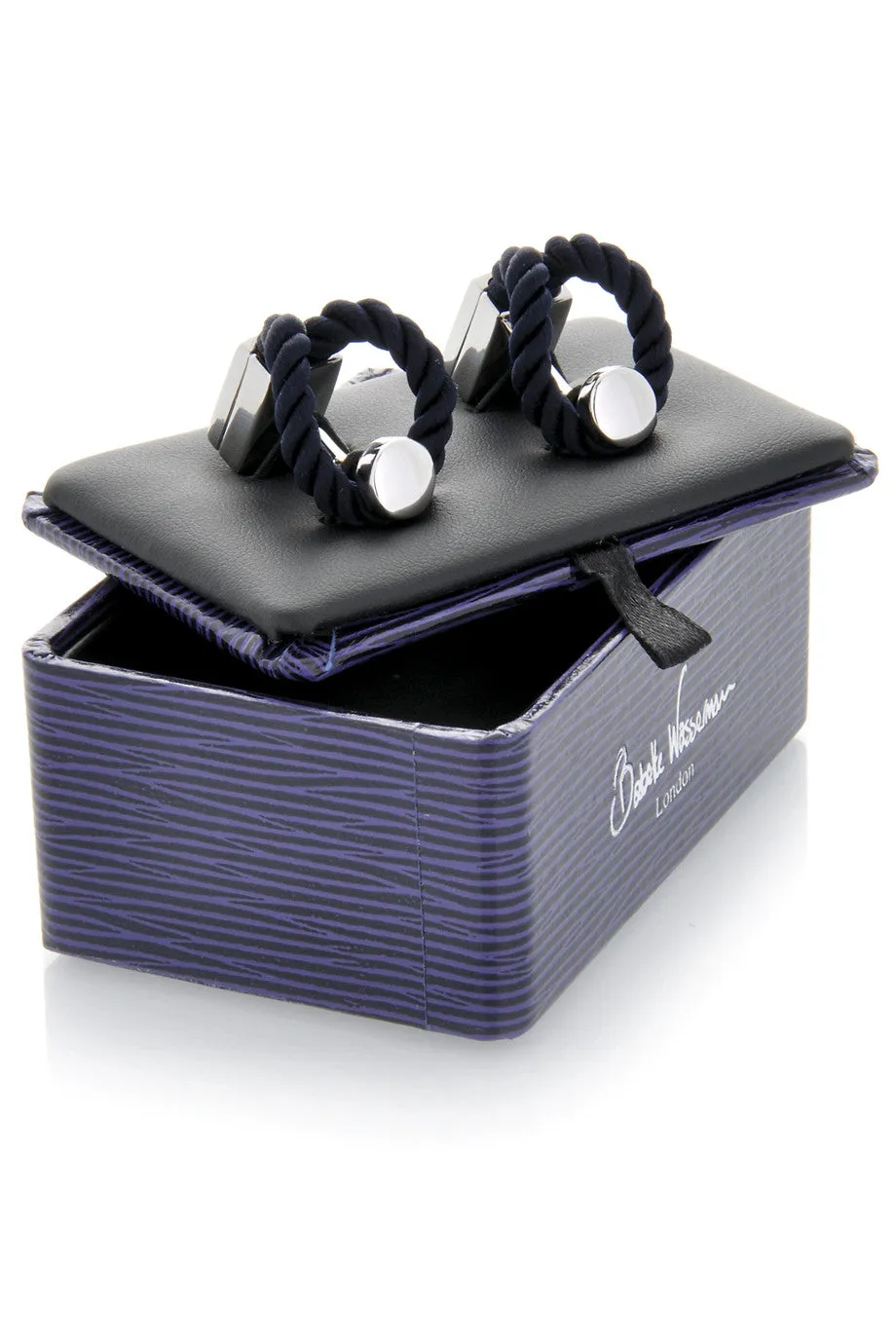 BABETTE WASSERMAN ROPE Wrap Navy Cufflinks