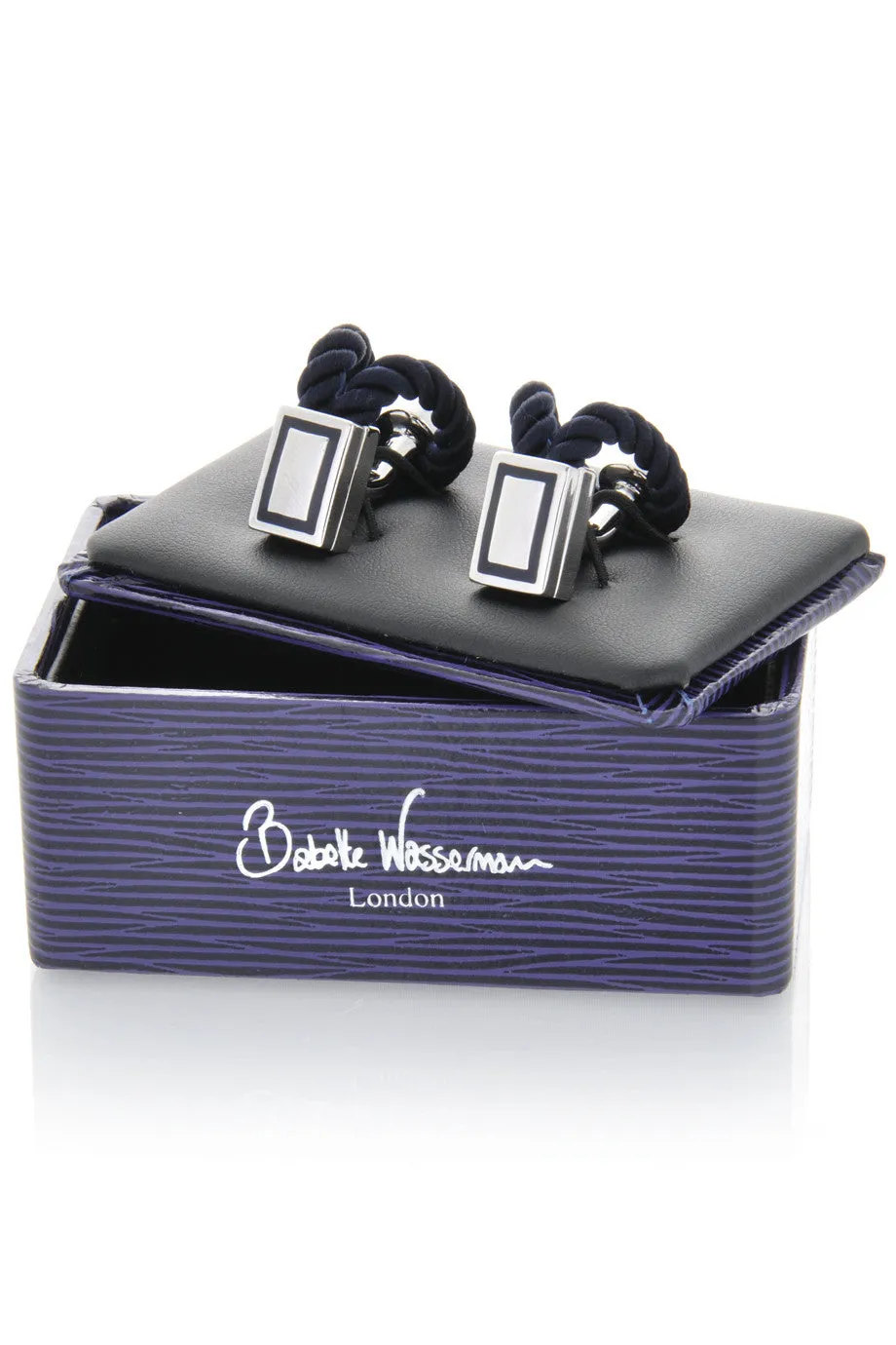 BABETTE WASSERMAN ROPE Wrap Navy Cufflinks