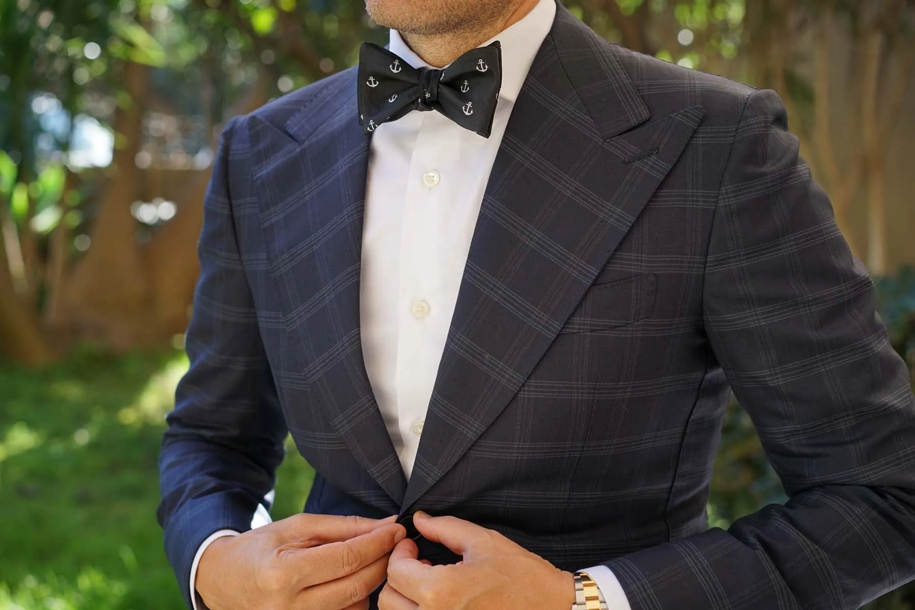 Black Anchor Self Bow Tie
