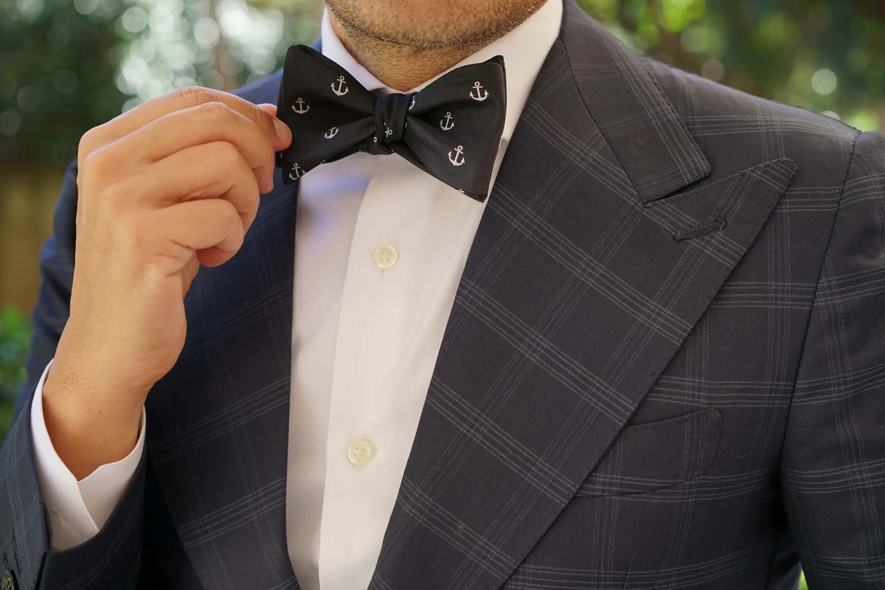 Black Anchor Self Bow Tie