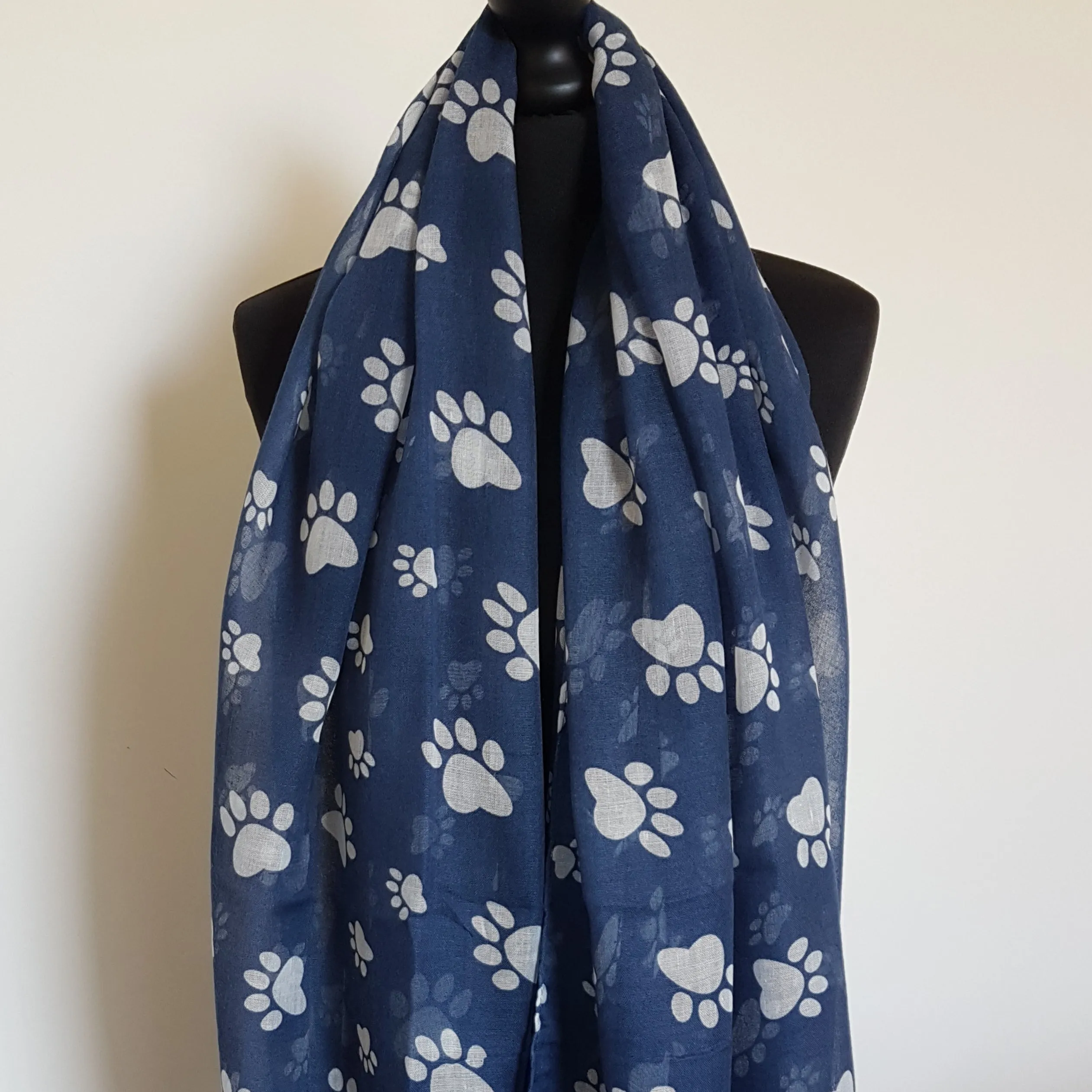 Blue Paw Print Scarf
