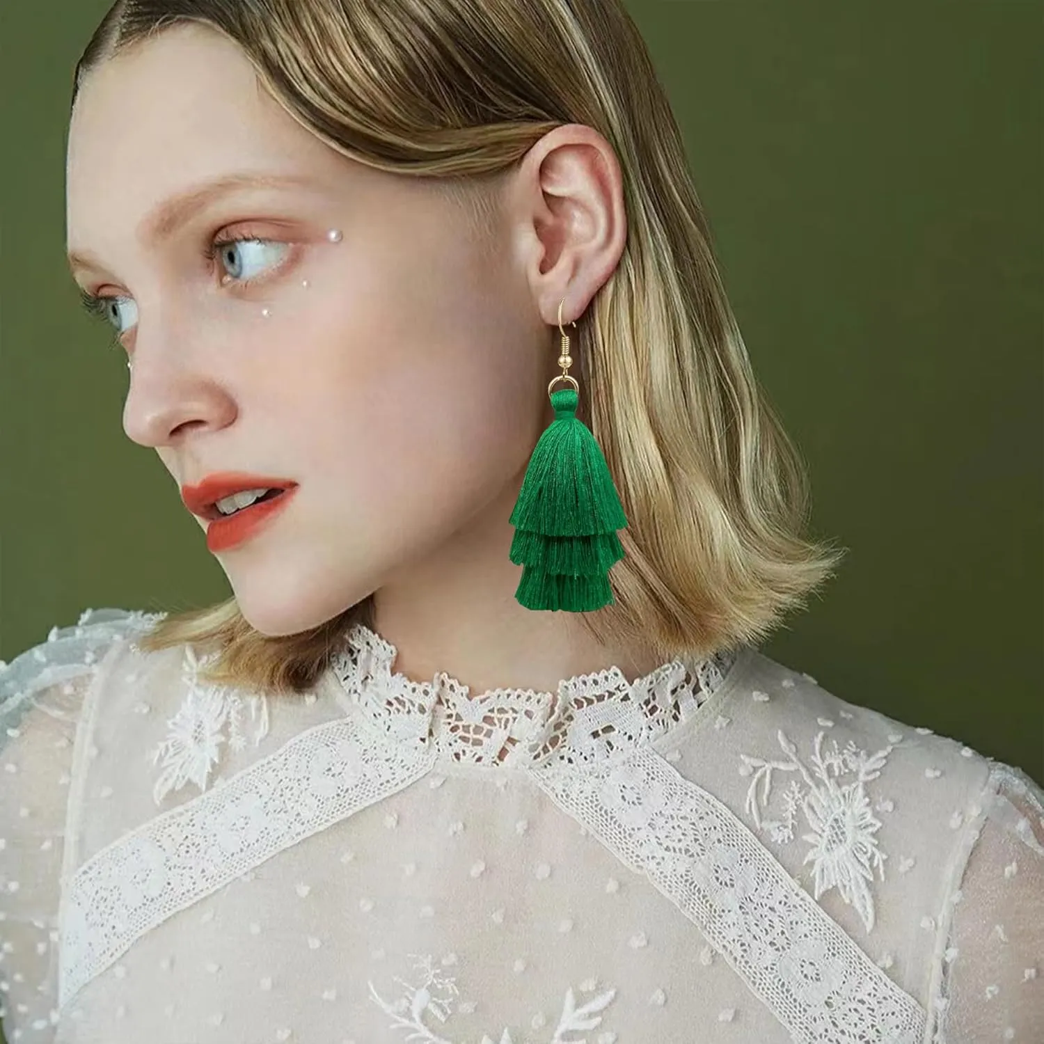 Colorful Tassel Earrings Layered Tassel Earrings Bohemian Dangle Drop Earrings for Women Girls Fashion Jewelry Valentine Birthday Party Gift