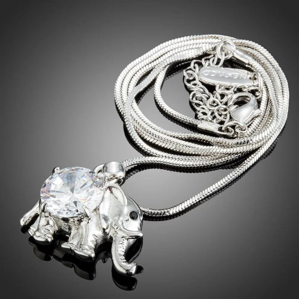 Crystal Elephant Pendant Necklace KPN0237