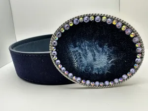 Distressed Denim Buckle Belt