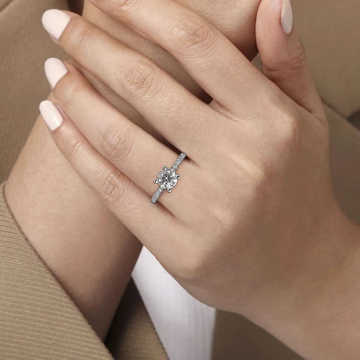 Evelyn - 14K White Gold Round Diamond Engagement Ring