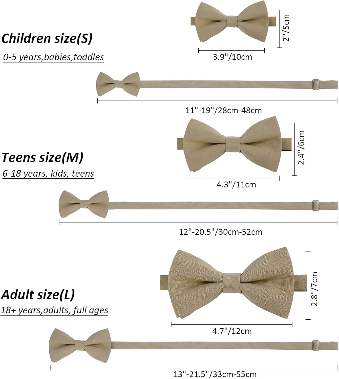 Kajeer Classic Pre-Tied Mens Bow Ties Formal Adjustable Solid Tuxedo Bowtie for for Adults & Children