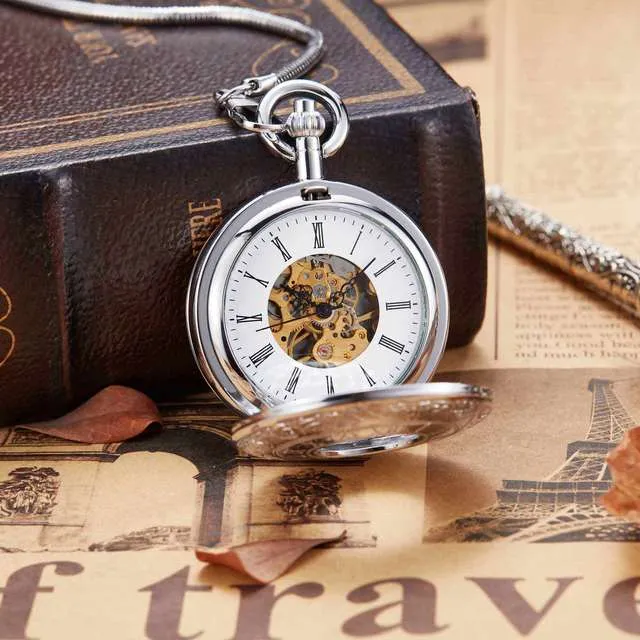 Luxury Vintage Copper Gold Square Hand Wind Mechanical Pocket FOB Watch