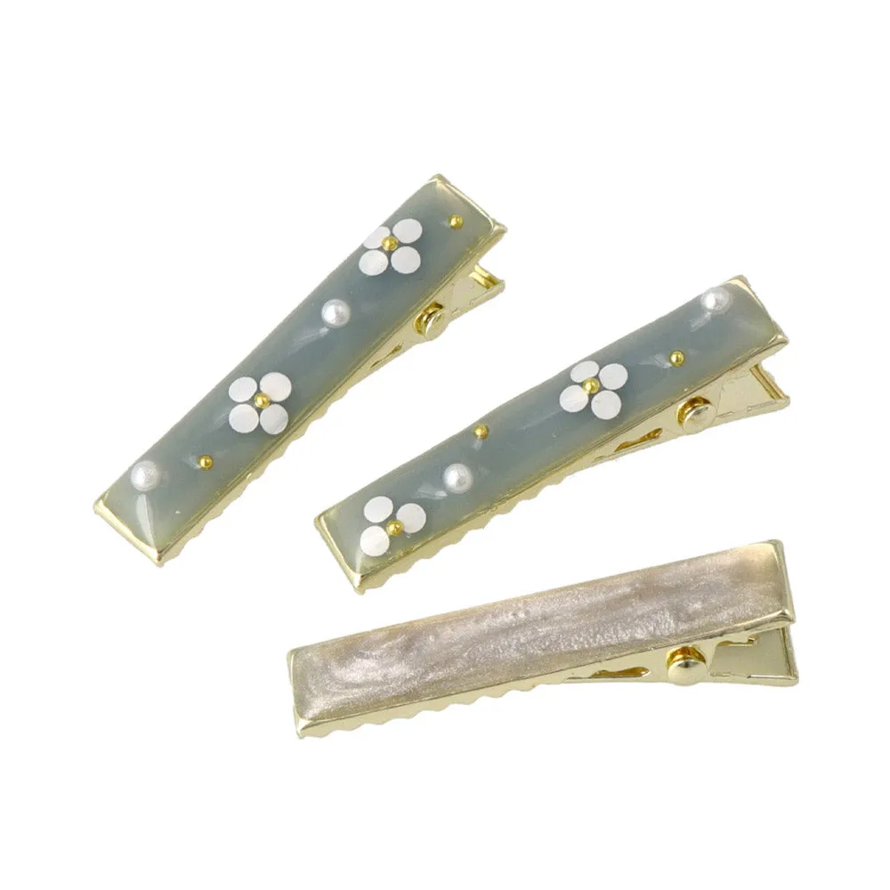 Mini Flower Print Pinch Clip Set