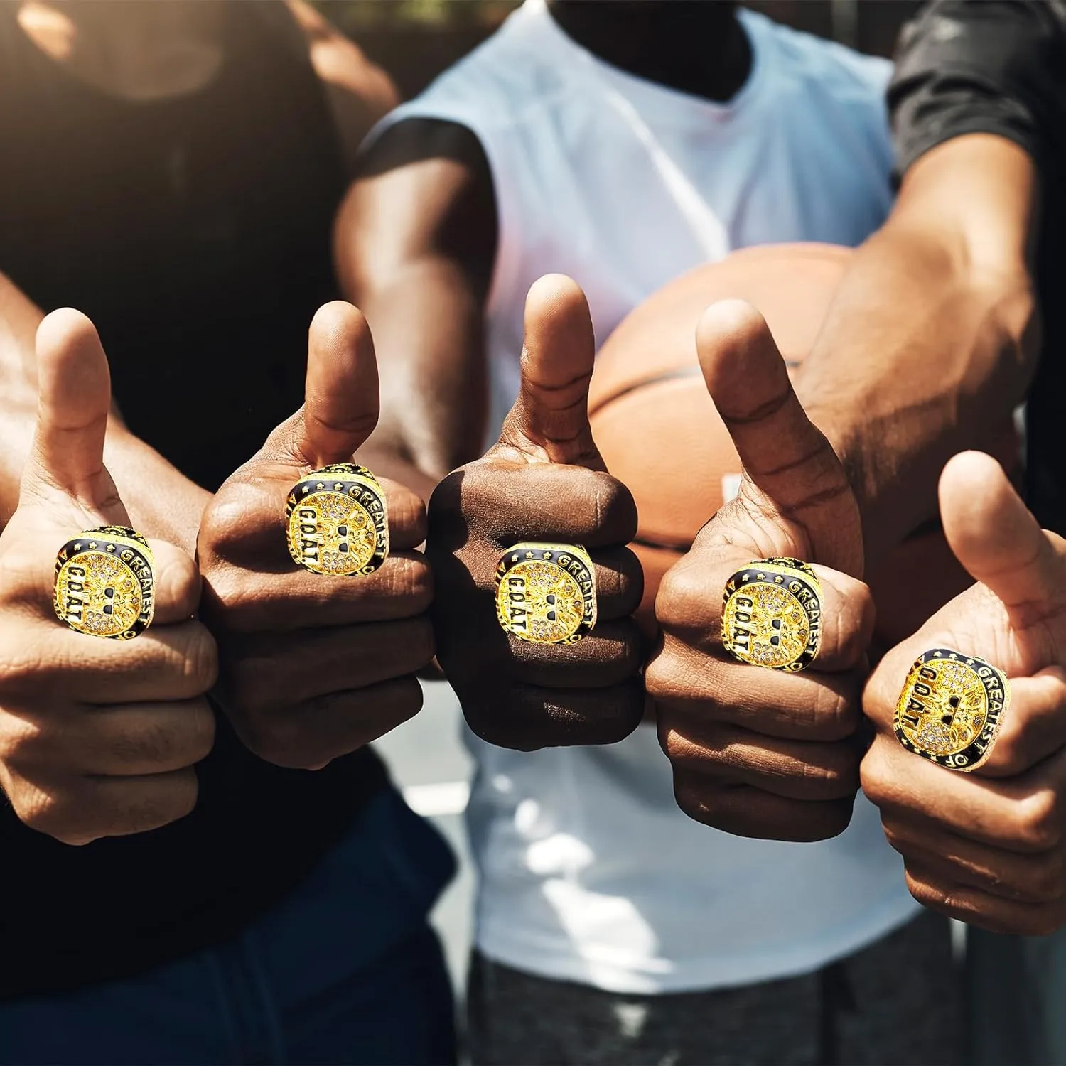Misdary Soccer Baseball Basketball Championship Rings with Holder Most Valuable Player Trophy Gold Ring Award Gift Team Prize for Football Tournament Winner