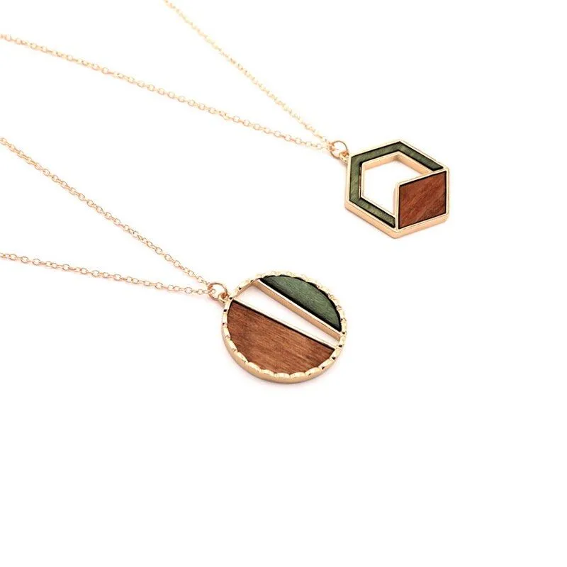 Necklaces Charm Jewelry Acrylic Wooden Geometric Fashion SMT260
