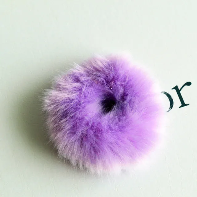 NEW 2017 Korean Cute Trendy Warm Soft Fake Rabbit Fur Woman Elastic Hair Rope Bands Girls Hair Accessories Rubber Band Headwear