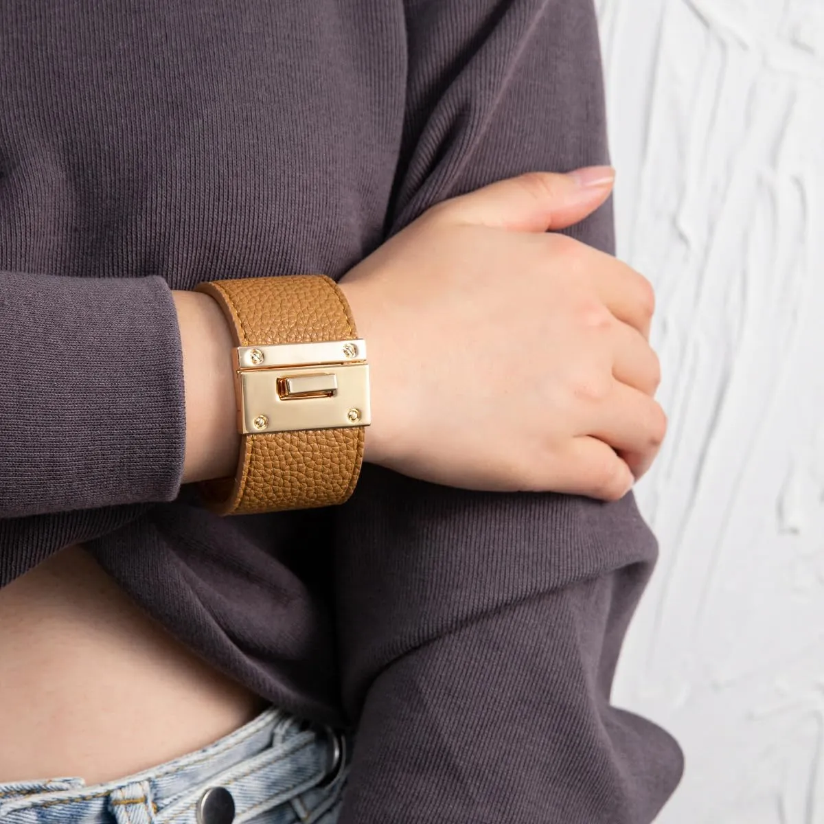 Rantanto Braid Leather Wrap Bracelet Trendy Stackable Crystal Cuff Boho Gold Heart Bracelet Jewelry Gift For Women