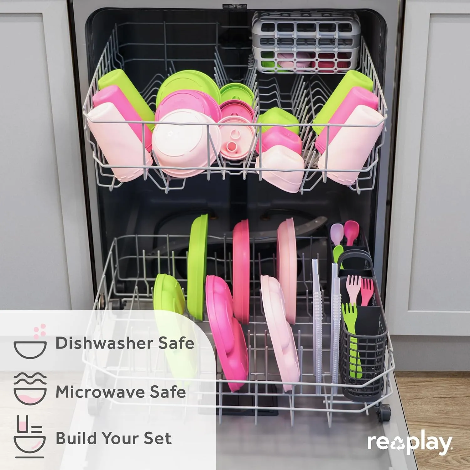 Re-Play Sippy Cups for Toddlers - 10 Oz. Reusable Spill Proof Cups for Kids, Dishwasher/Microwave Safe - Made in USA - Set of 4-3.13" x 6.25" - Blossom