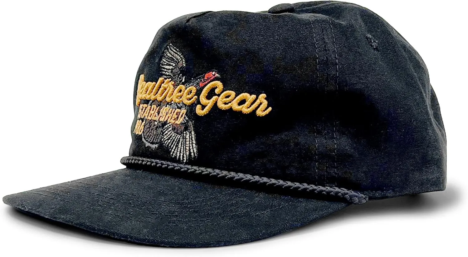 Realtree Camo Rope Hat  Vintage Flat Brim, Adjustable Snapback, Lightweight Outdoor Cap for Hunting, Fishing, and Boating
