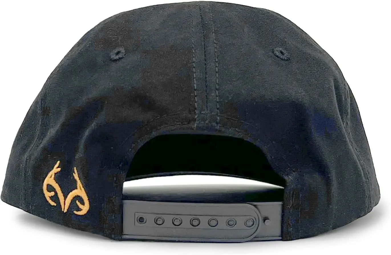 Realtree Camo Rope Hat  Vintage Flat Brim, Adjustable Snapback, Lightweight Outdoor Cap for Hunting, Fishing, and Boating