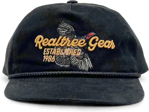 Realtree Camo Rope Hat  Vintage Flat Brim, Adjustable Snapback, Lightweight Outdoor Cap for Hunting, Fishing, and Boating