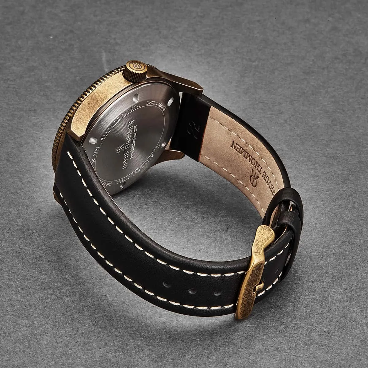 Revue Thommen Men's 17060.2589 'Airspeed Vintage' Silver Dial Black Leather Strap Swiss Automatic Watch