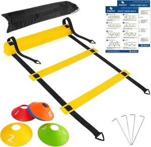 sapsisel Soccer Training Equipment,Agility Training Equipment Set, Speed Football Training Equipment with 20ft Agility Ladder, 10 Soccer Cones