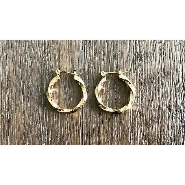 Small Twisted Gold Hoop Earrings
