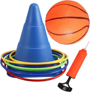 Throwing Ring Outdoor Rounders Giant Ring Toss Hoop Cone Game Backyard Toss Rings Soft Lawn Throwing