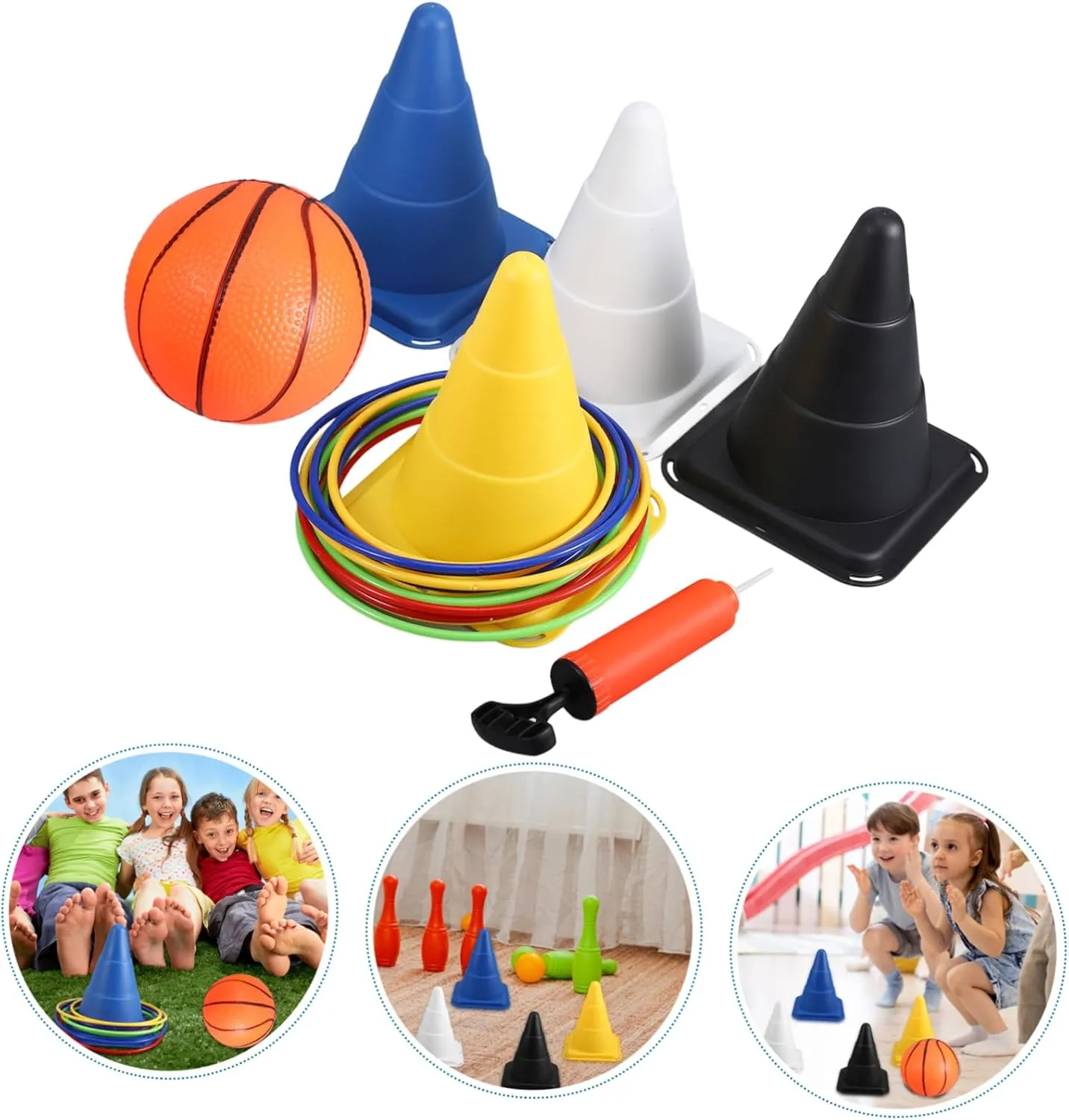 Throwing Ring Outdoor Rounders Giant Ring Toss Hoop Cone Game Backyard Toss Rings Soft Lawn Throwing