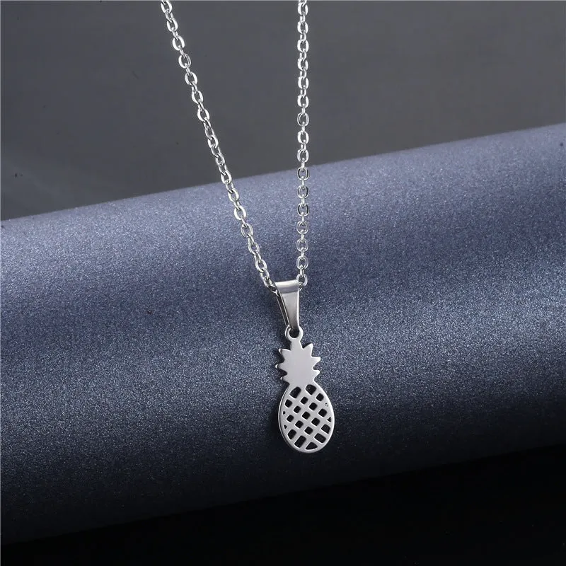 Trendy Silver Pineapple Pendant Necklace