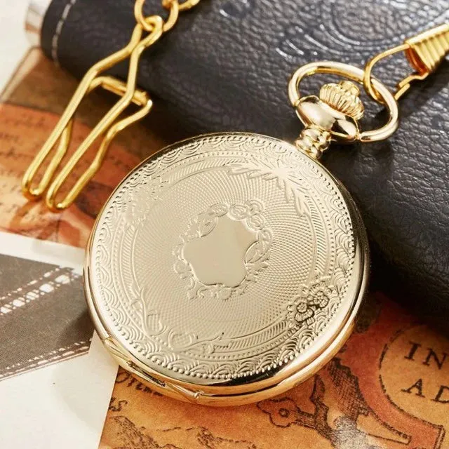 Unisex Luxury Retro Vintage Stainless Steel Japan Quartz Pocket Watch
