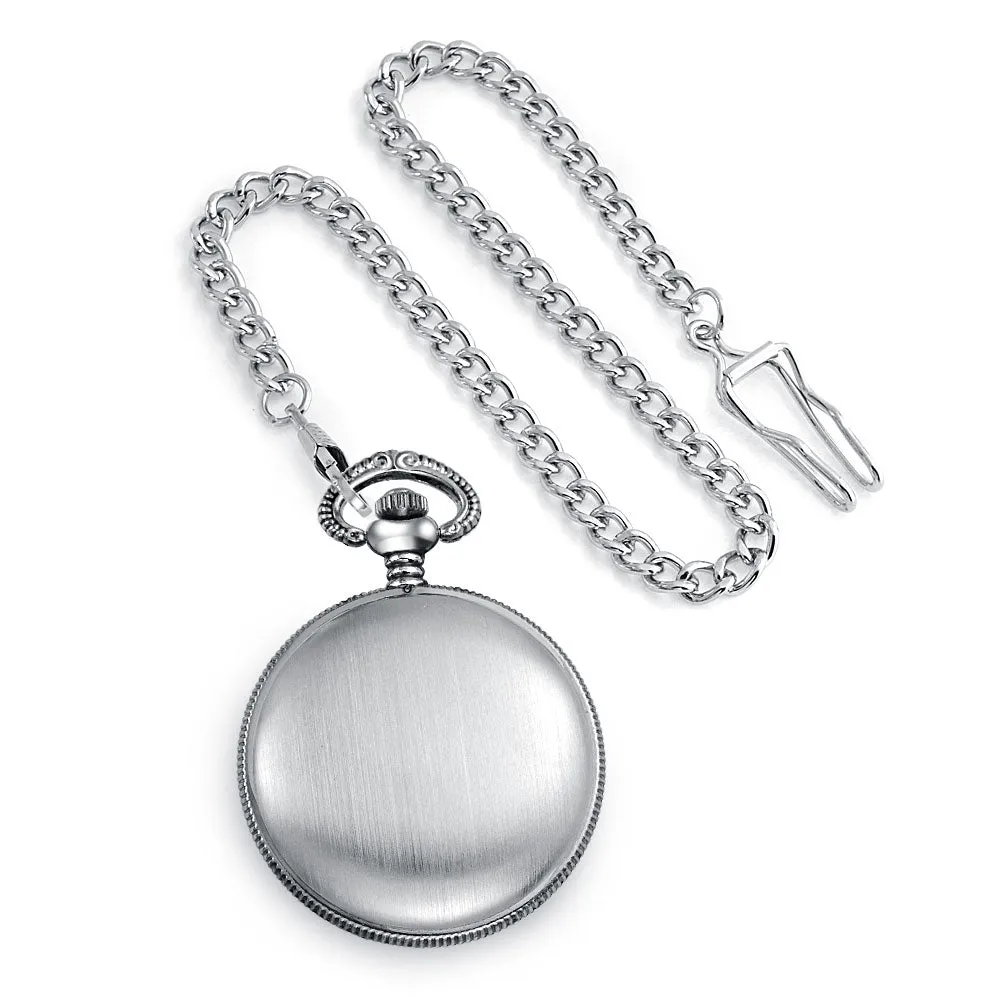 Vintage Style Open Face DAD Pocket Watch for Men with Skeleton Dial and Chain