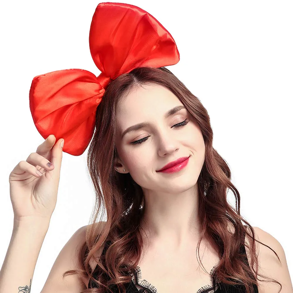 WLBON Bow Headband, Pink Tone Big Bow Hairband, Hair Hoops Women Hairband, Party Decoration Headdress Cosplay Costume Headwear Handmade Headpiece Birthday Christmas Hair Accessories 1 Pack