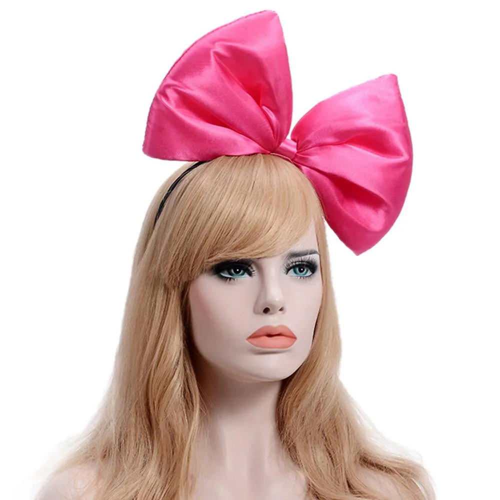 WLBON Bow Headband, Pink Tone Big Bow Hairband, Hair Hoops Women Hairband, Party Decoration Headdress Cosplay Costume Headwear Handmade Headpiece Birthday Christmas Hair Accessories 1 Pack