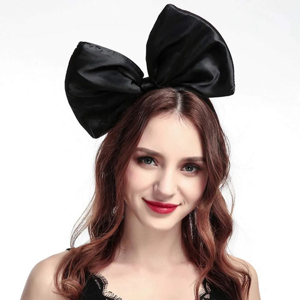 WLBON Bow Headband, Pink Tone Big Bow Hairband, Hair Hoops Women Hairband, Party Decoration Headdress Cosplay Costume Headwear Handmade Headpiece Birthday Christmas Hair Accessories 1 Pack