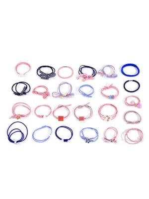 Yellow Chimes Rubber Bands for Women Hair Accessories for Women Hair Rubber Band Multicolor 24 Pcs Elastic Hair Rubber Bands for Women Hair Ties Ponytail Holders with Storage Box Gift For Women