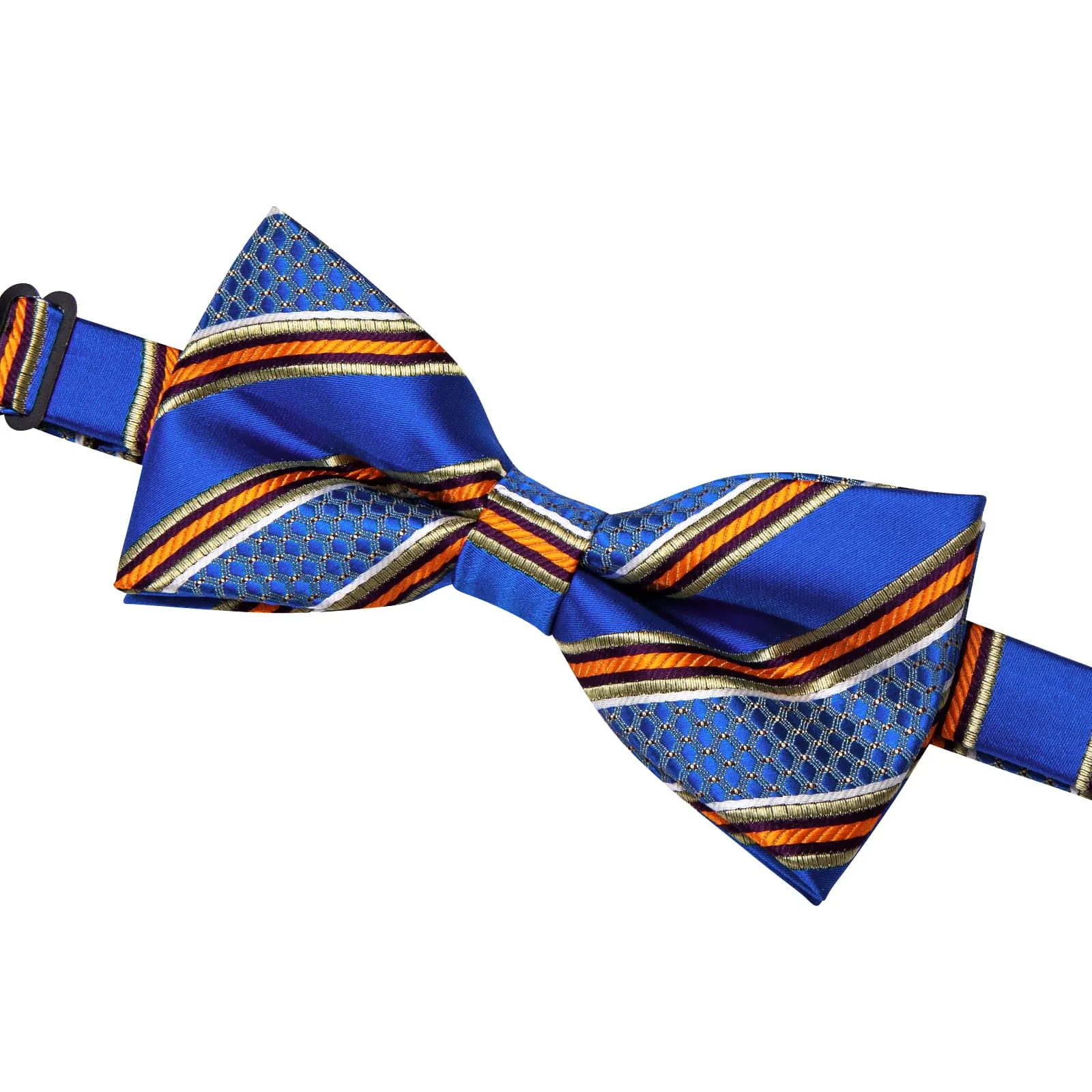 YourTies Navy Blue Gold Silk Mens Pre-tied Bowtie