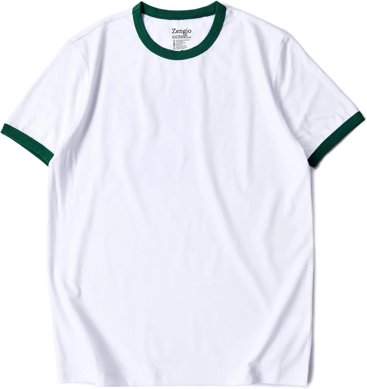 Zengjo Men's Ringer Tee Crewneck Athletic T Shirts Short Sleeve Sport Shirt for Men